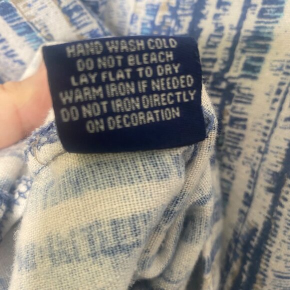 Trust Linen Blend Button-Up Shirt Mens XL Blue Striped Short Sleeve Lightweight‎ - Picture 5 of 10